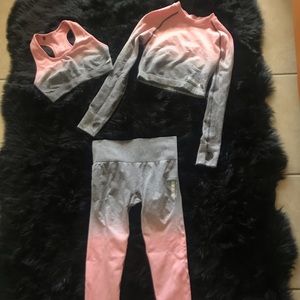 Gymshark ombré seamless set pink/charcoal sz Small